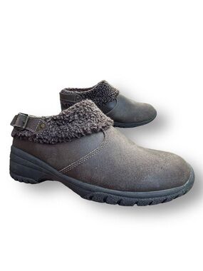 Eddie Bauer Women's Brown Clogs 9.5 Faux Fur Trim Slip On Outdoor Chore Barn